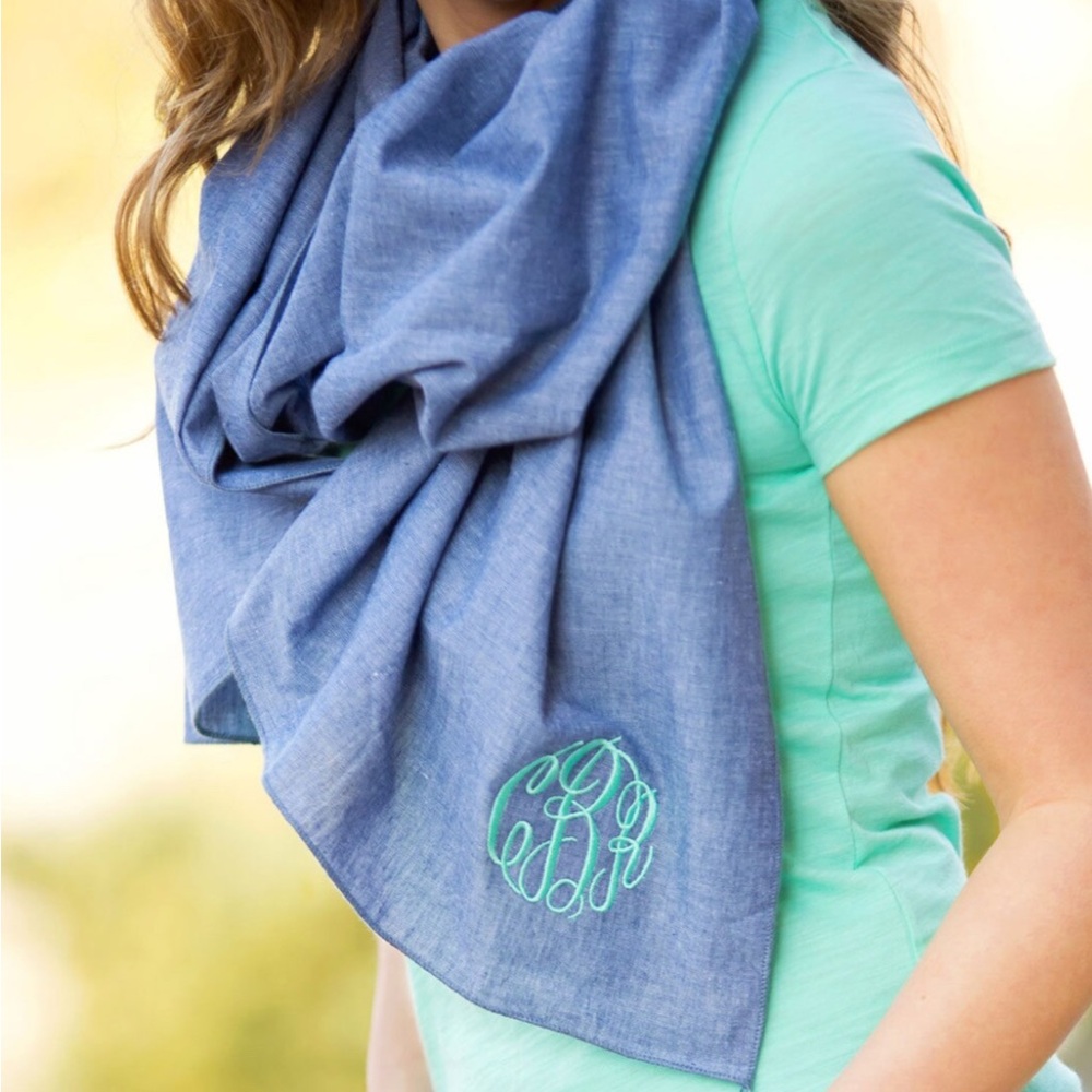 Chambray Scarf - NWT - (blank - no monogram) / great gift